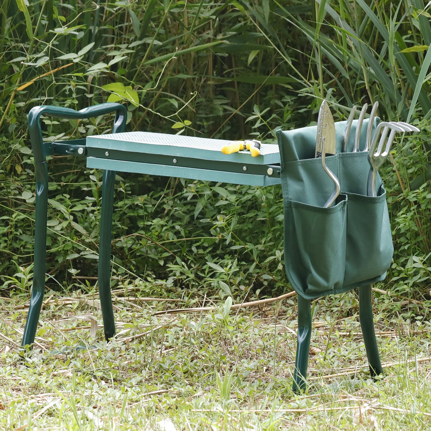 Foldable Kneeler Garden Bench Stool Soft Seat Eva Pad Kneeling Tool Pouch