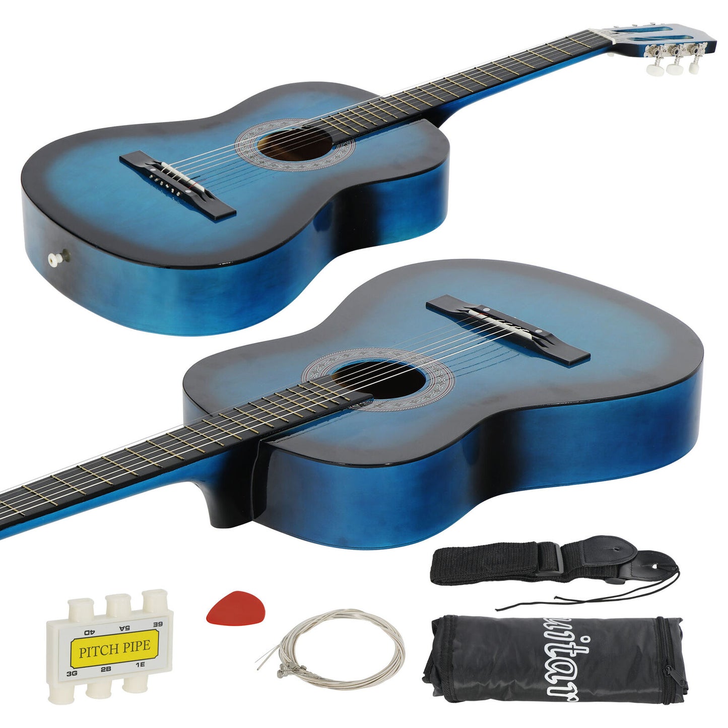 Professional 38" Acoustic Callaway Folk Guitar Starter Package Blue