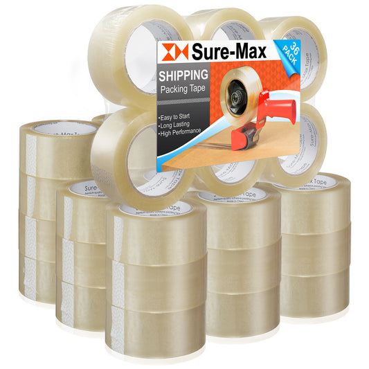 36 Rolls Carton Sealing Clear Packing Tape Box Shipping- 1.8 mil 2" x 110 Yards