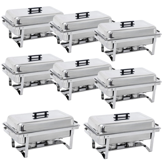 8 Pack 8QT Chafing Dish Food Warmer Stainless Steel Buffet Chafer W/Foldable Leg