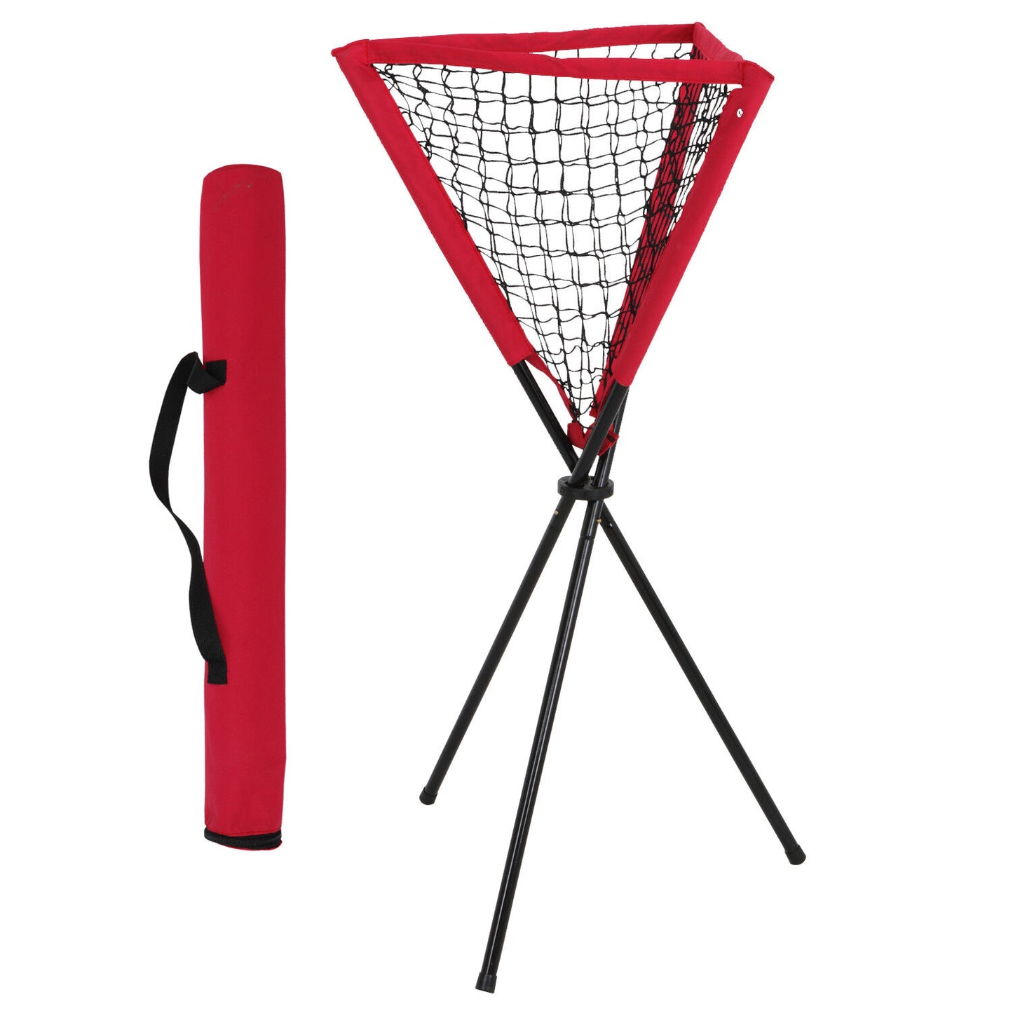 5 x 5' Commercial Grade Portable Baseball Practice Net + Tripod Stand Ball Caddy