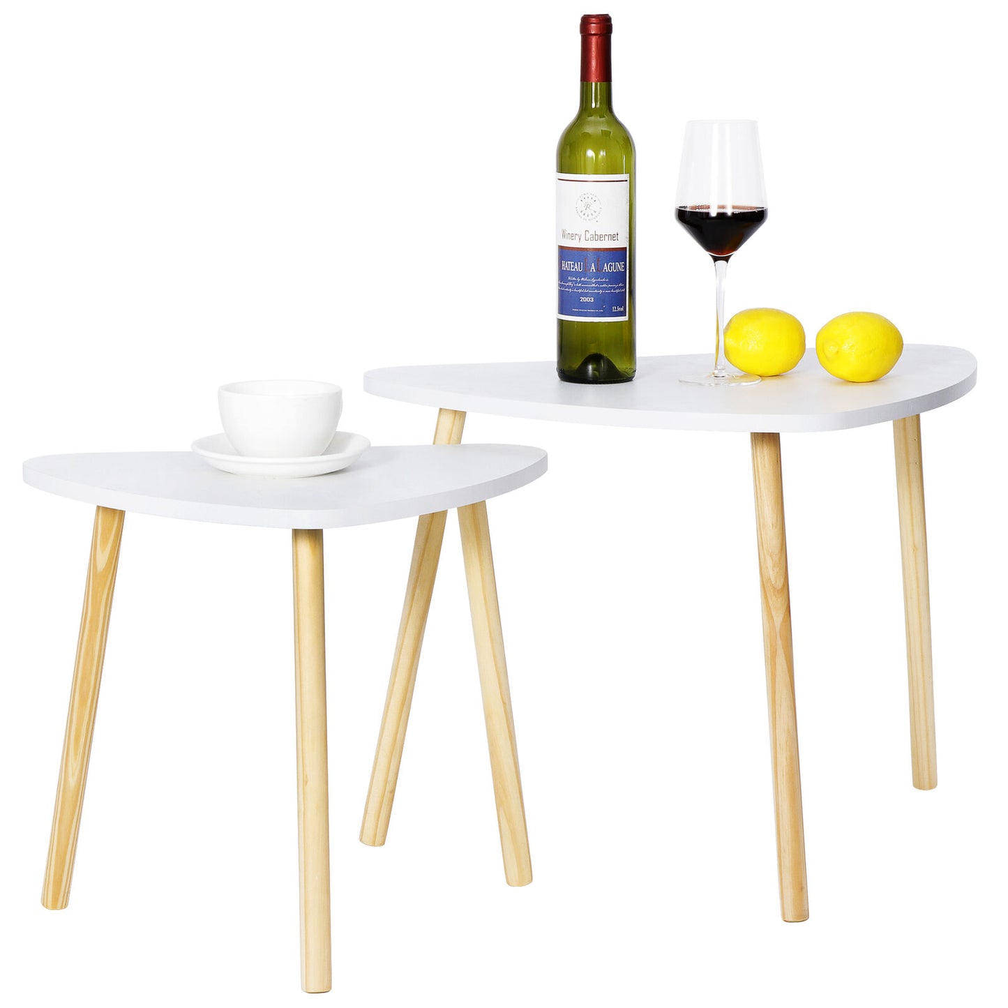 Modern Nesting coffee Dining table White color for Living Room Decor Side Table