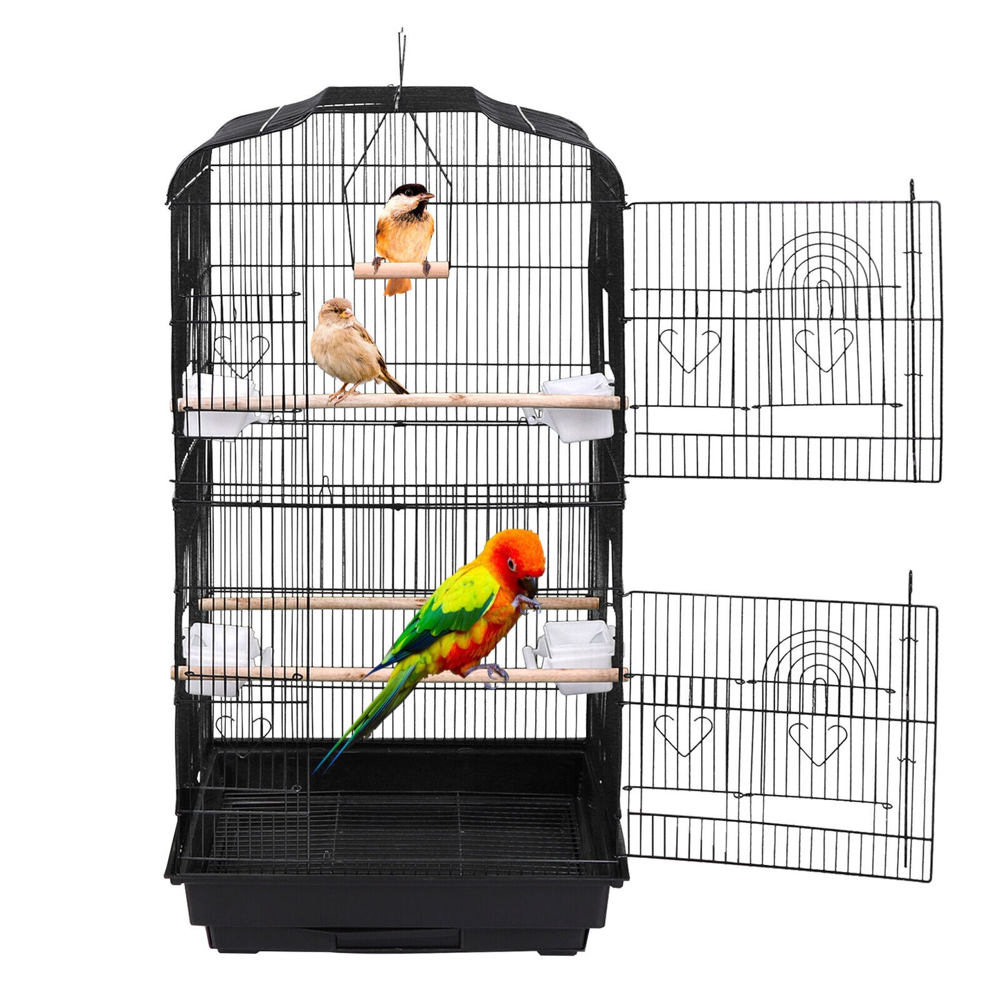59'' Rolling Bird Cage Parakeet Finch Budgie Conure Lovebird House with Stand