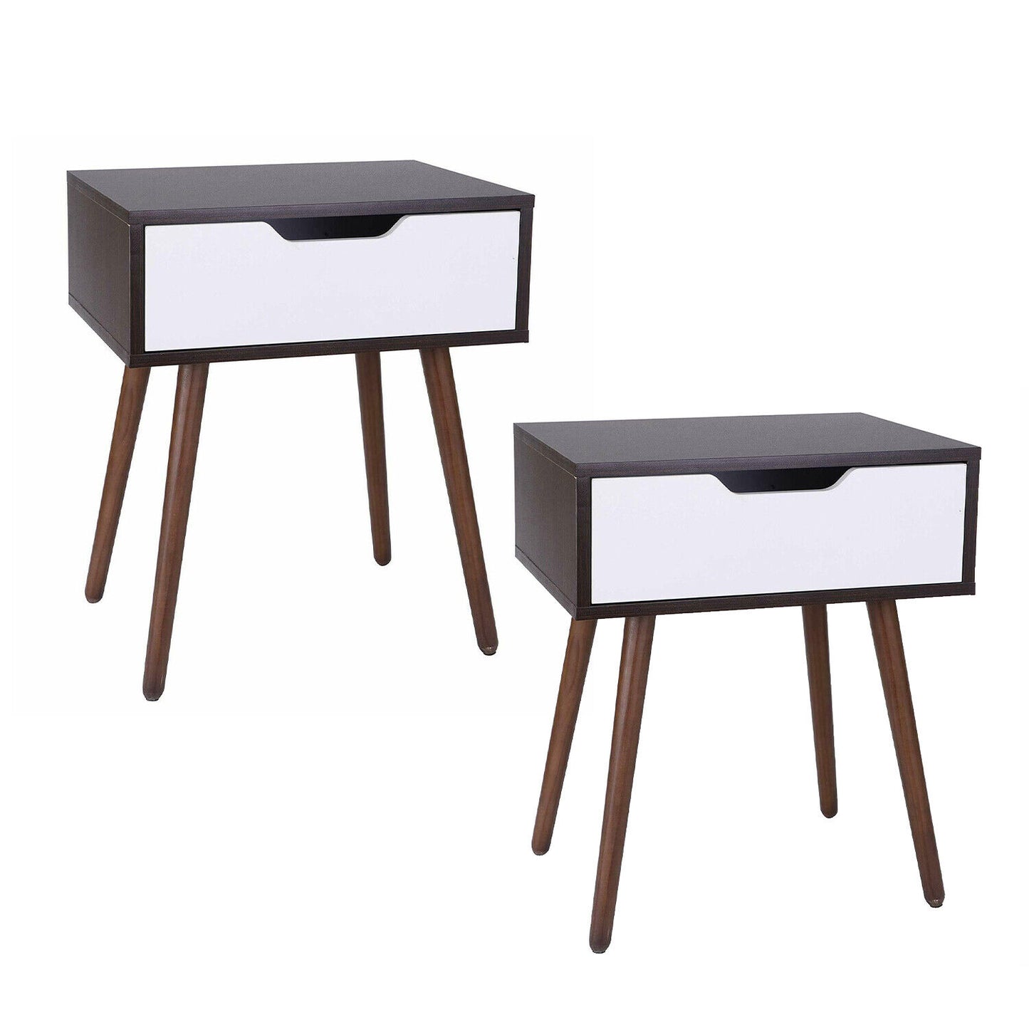 2 Pack Wooden Side End Table w/Drawer for Small Space, Living Room, Bedroom