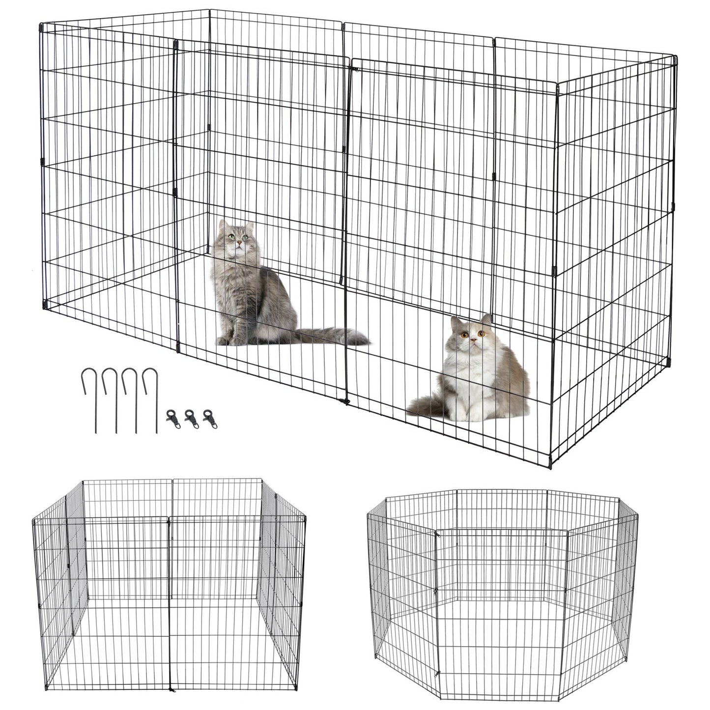36 Inch 8 Panels Tall Dog Playpen Large Crate Fence Pet Play Pen Exercise Cage