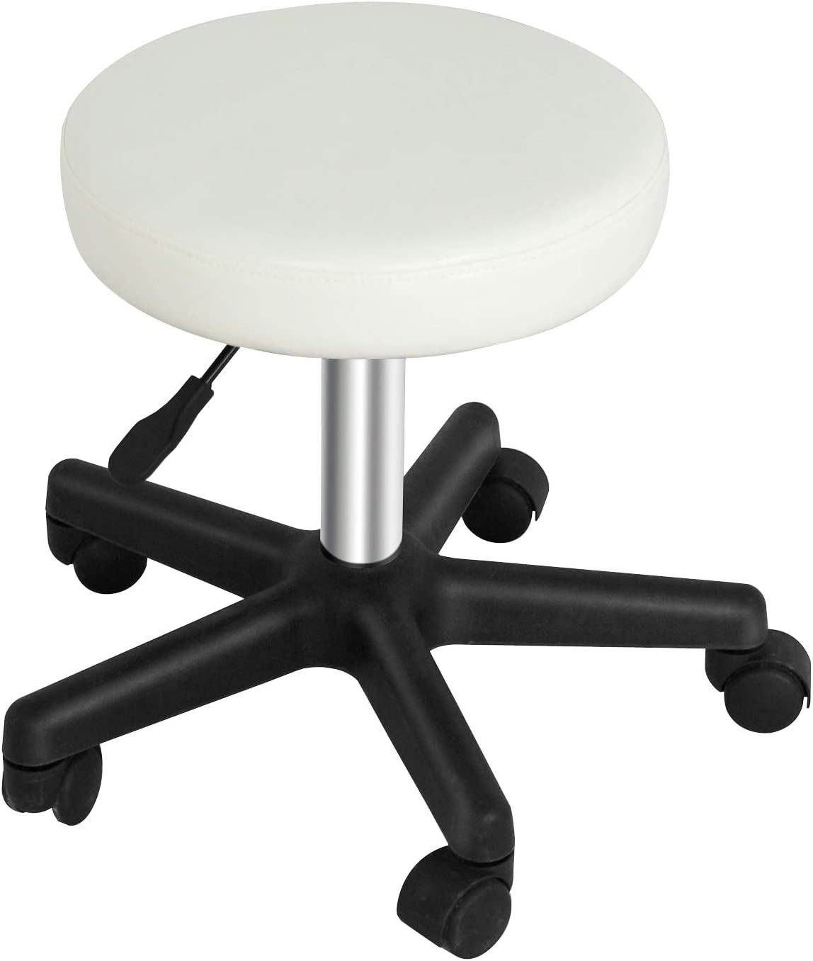 Adjustable Rolling Stool with Wheels Swivel Stool Chair Hydraulic Stool Office Stool for Beauty Salon Massage Spa Medical Tattoo Drafting, White