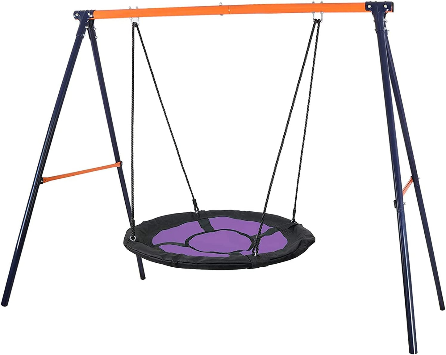 Swing Set for Kids 40’’ Round Saucer Swing and Metal A-Frame Swing Stand for Backyard Playground