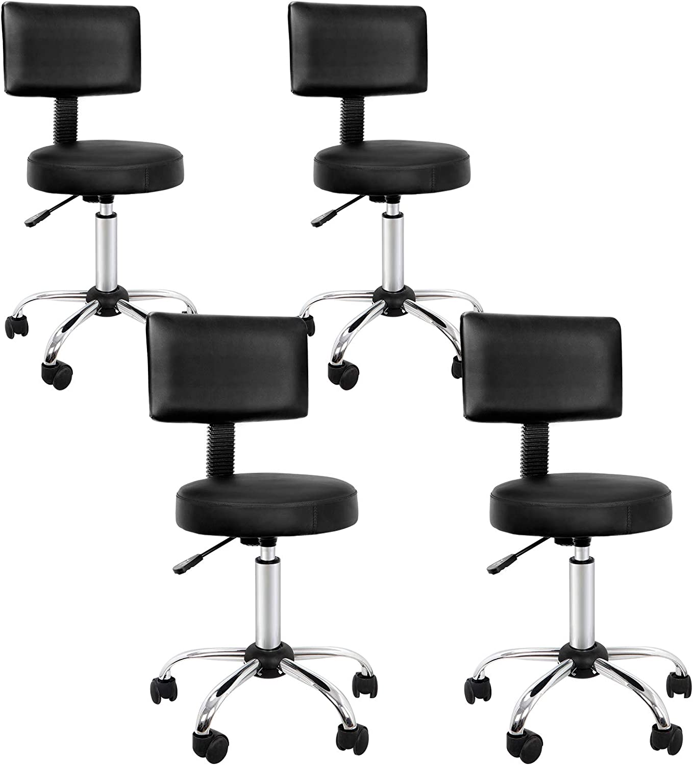Beauty Salon Stool Chair with Back Adjustable Height Rolling Swivel Stool, Drafting Stool,Tattoo Stool, Office Stool with Wheels ( Pack of 4 )