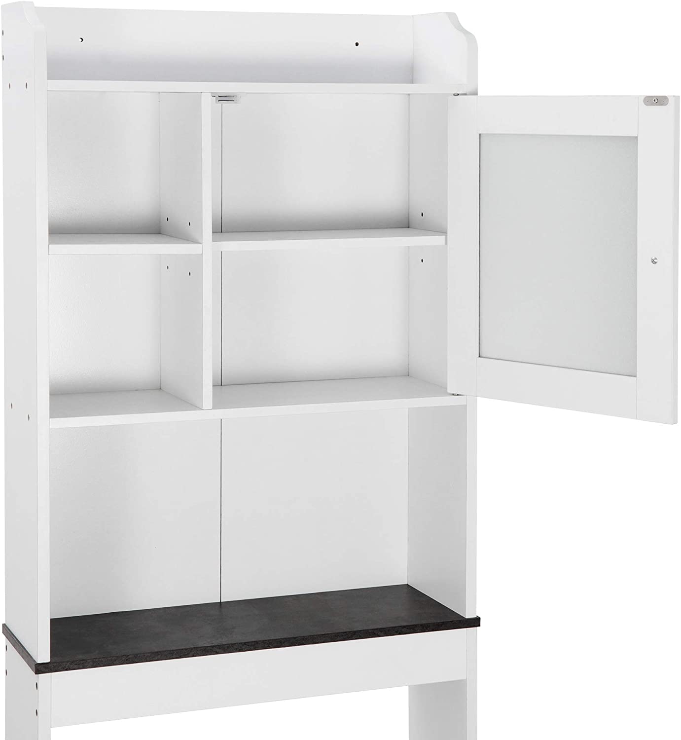Over The Toilet Cabinet, Freestanding Bathroom Storage Cabinet, Space-Saving Toilet Storage Wood Cabinet w/Adjustable Shelves, White