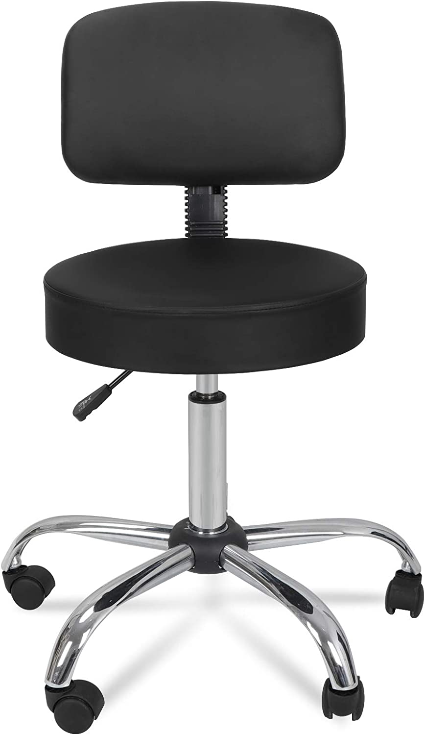 Swivel Salon Spa Stool Chair with Back Support Adjustable Hydraulic Rolling Stool Office Stool with Back for Beauty Barber Tattoo Massage Drafting Medical,Black