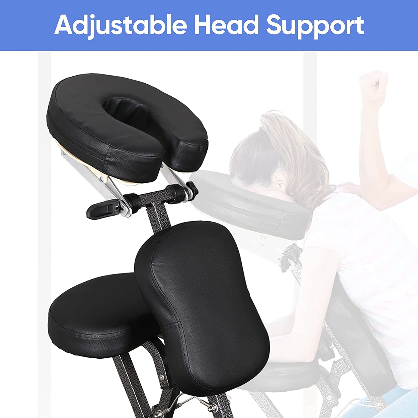 Portable Massage Chair Foldable Tattoo Chair Adjustable Therapy Chair with Face Cradle Comfortable Thick Foam w/Carrying Bag
