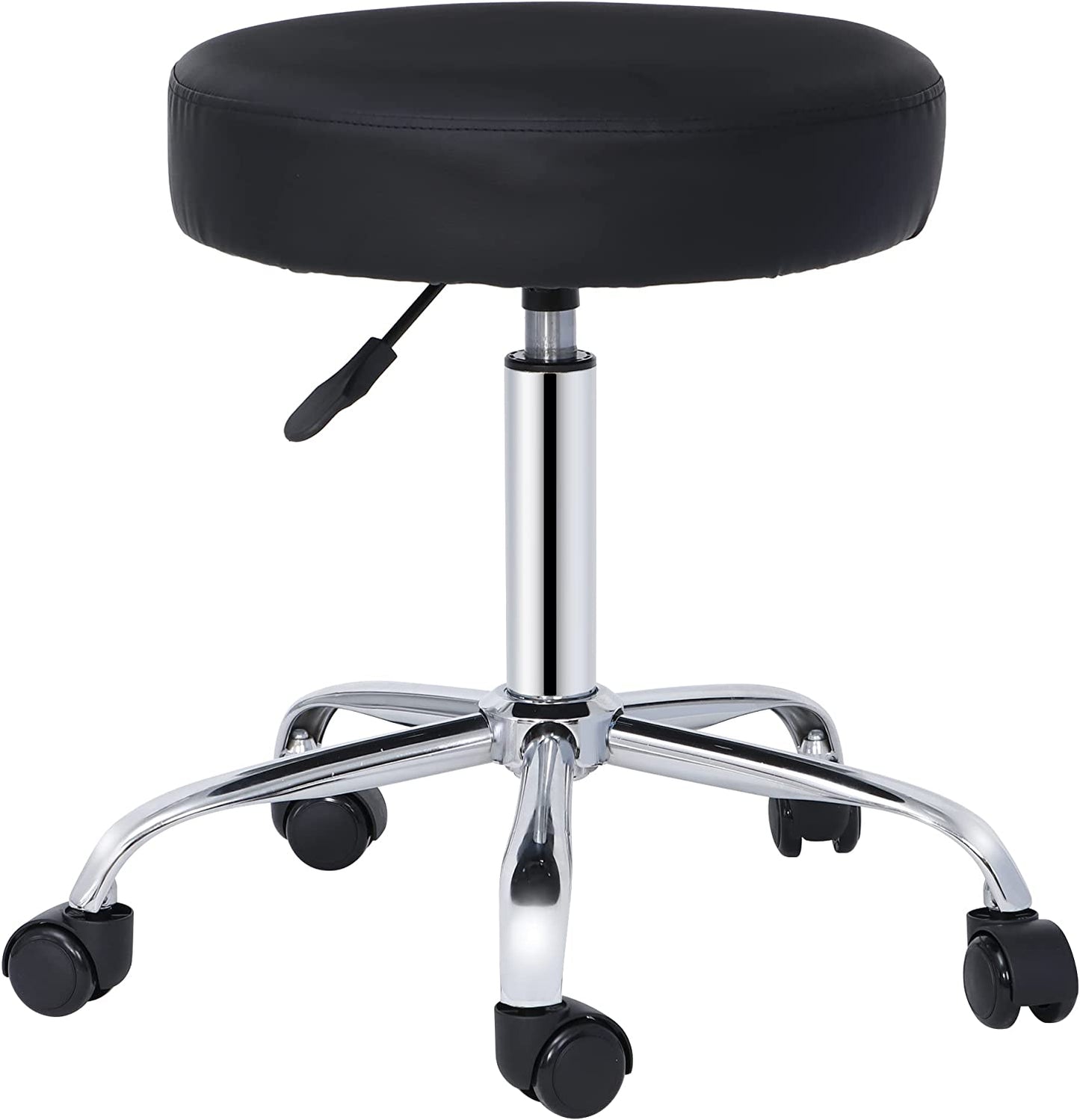 Adjustable Rolling Stool Chair Salon Spa Stool Hydraulic Swivel Stool with Wheels and Ultra-Thick Seat Cushion Beauty Massage Tattoo Medical Drafting Office Stool Task Chair, Black