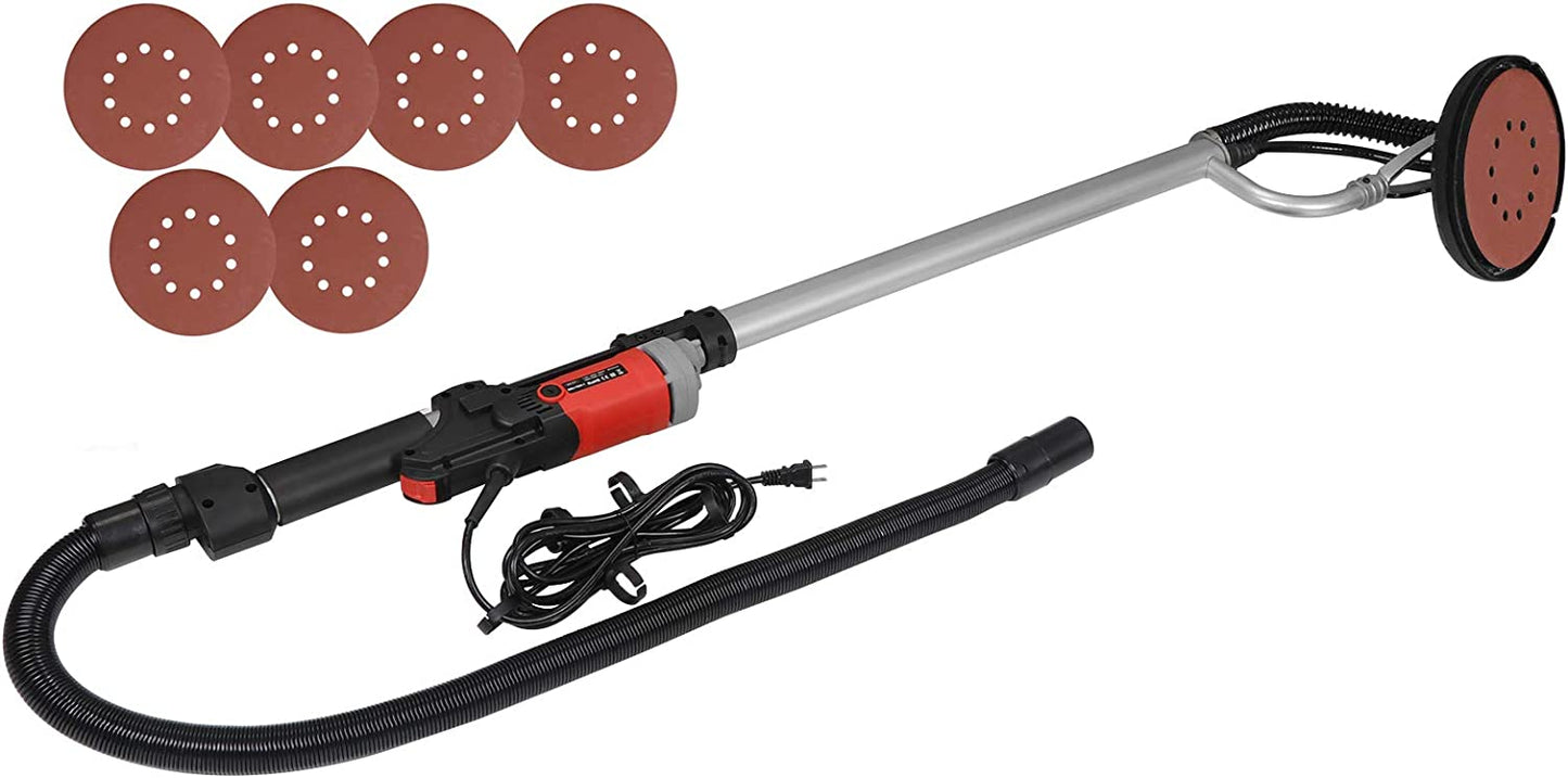 800W Electric Drywall Sander Adjustable Variable Speed w/ 6 Sand Pads