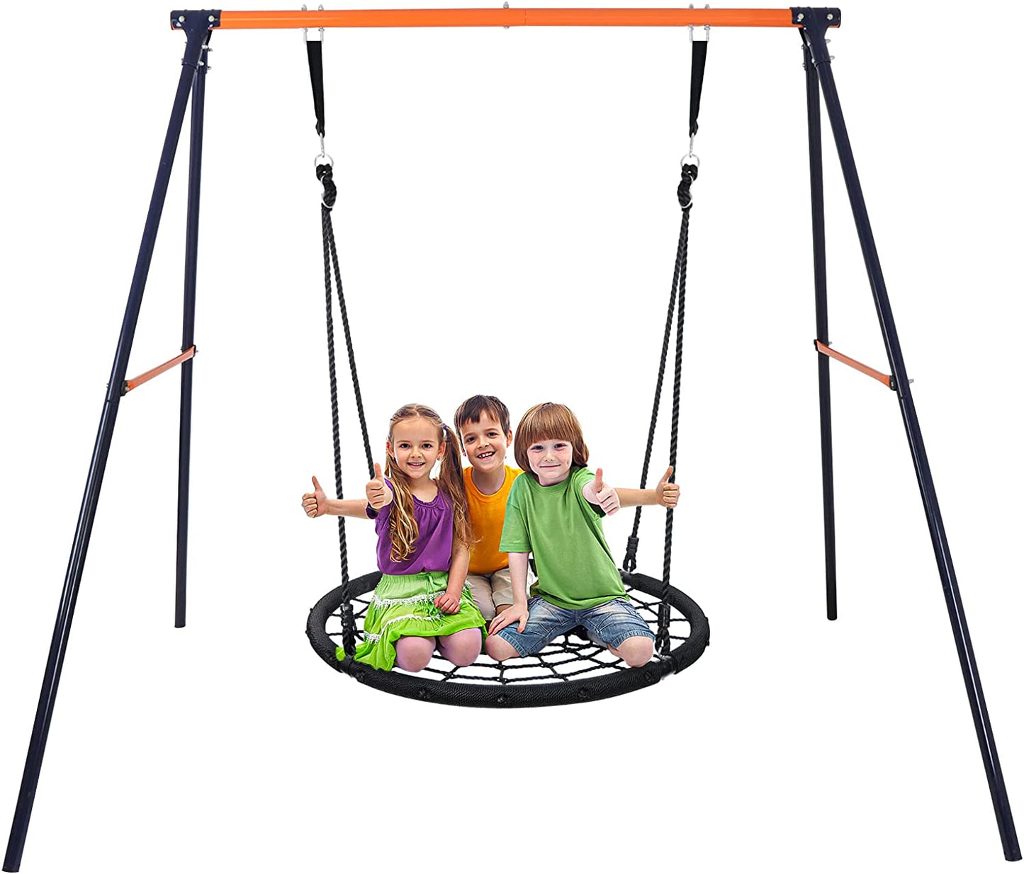 Swing Set for Backyard, 48 Inch Web Tree Swing with Heavy Duty Metal Frame for Kids, Adults, 440 LBS Capacity