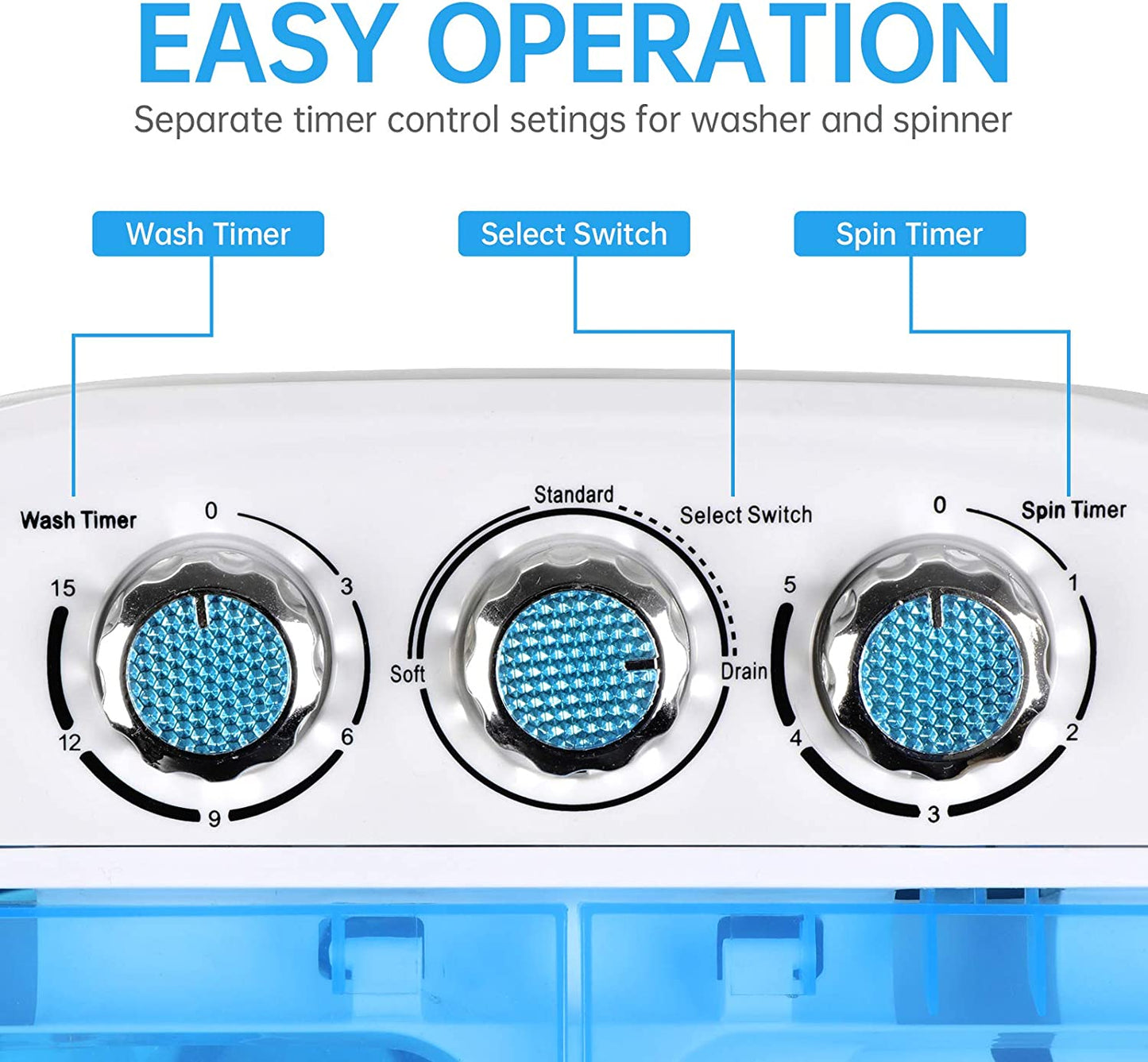 Portable Clothes Washing Machine Mini Twin Tub Small Laundry Washer Aparment Spin Dryer 9.9lbs Capacity Lightweight for Dormitory, RV