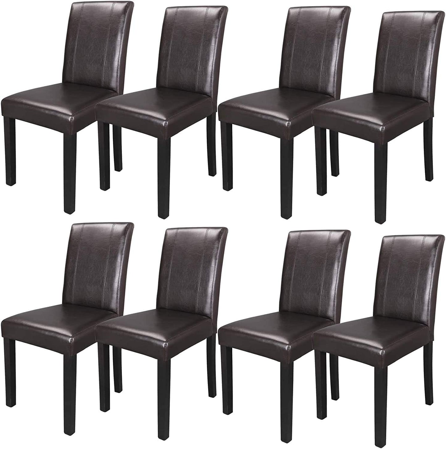Set of 8 Leather Dining Room Chairs with Wood Legs Chair Urban Style