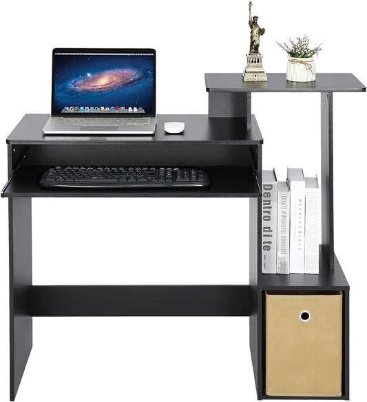 Small Computer Desk with Keyboard Tray and Storage Shelf Home Office Desk Student Study Writing Desk