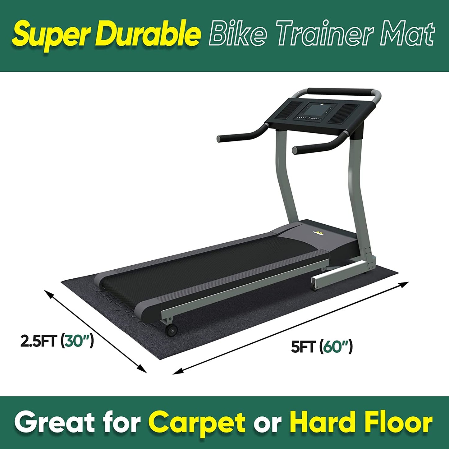 Exercise Equipment Mat Treadmill Mat Exercise Bike Mat 30x60 Home Gym Flooring for Hardwood Floor and Carpet Protection Workout Mat