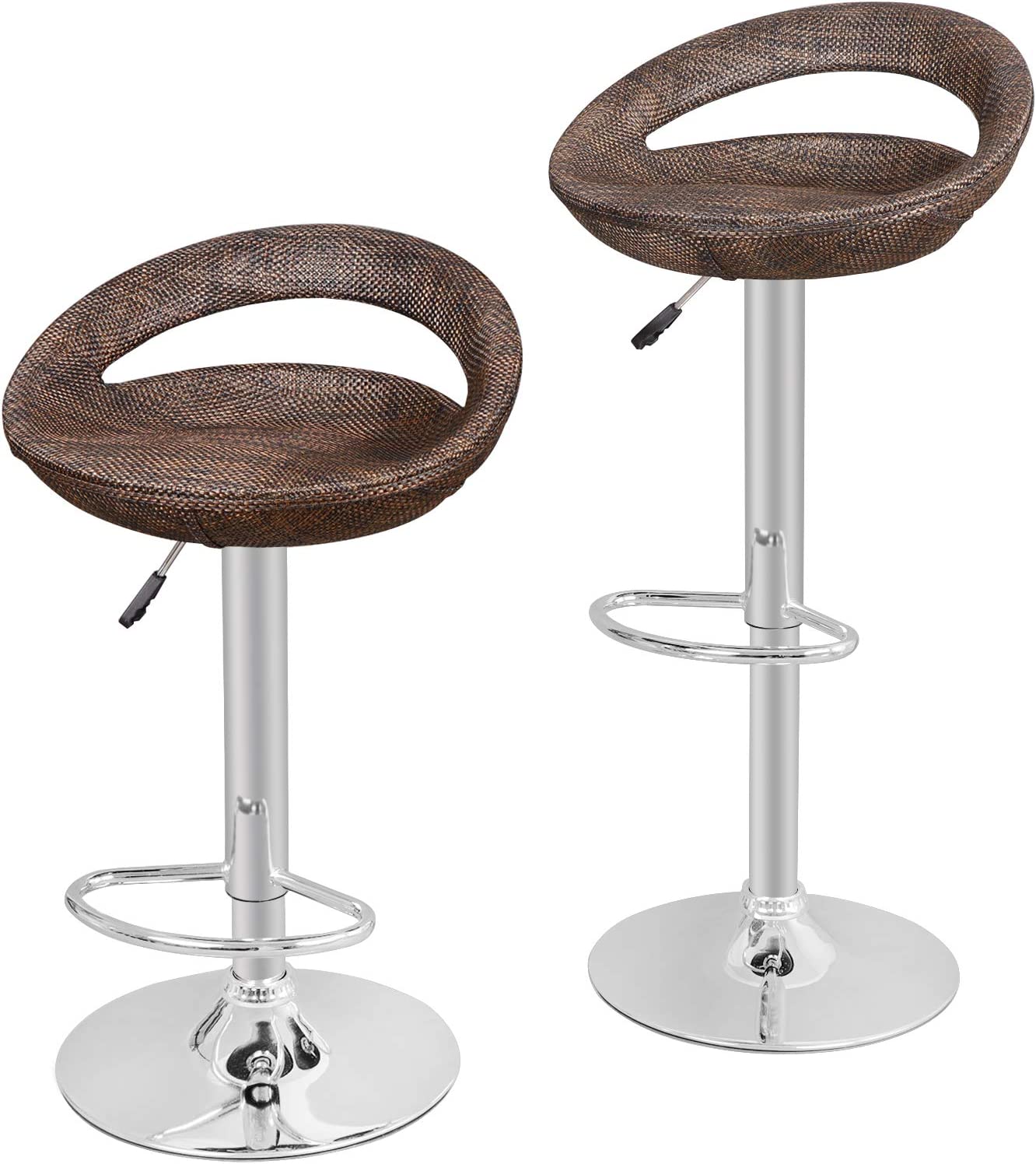 Set of 4 Adjustable Bar Stools, Pub Swivel Barstool Chairs with Back, Pub Kitchen Counter Height Modern Patio Barstool