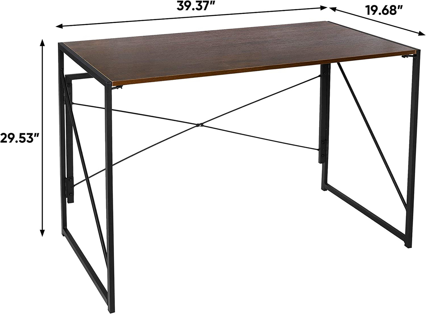 Folding Computer Desk 39'' Sturdy Writing Desk Gaming Desk Home Office PC Laptop Foldable Table Modern Simple Small Study Desk Steel Frame