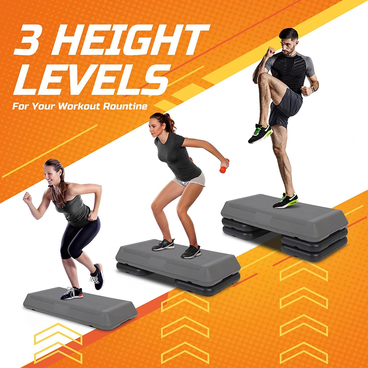 Exercise Aerobic Stepper Platform 28.5'' Adjustable Aerobic Step with 4 Risers, Fitness and Workout Stepper for Home Gym