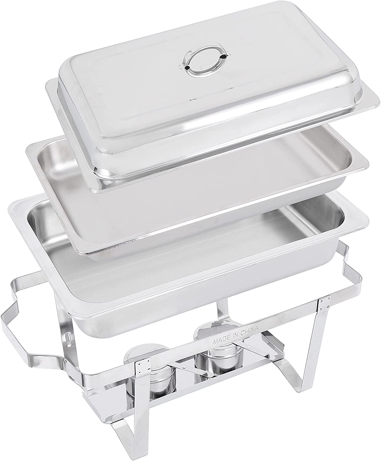4 Packs Chafing Dish Buffet Set, 8 Quart Stainless Steel Buffet Servers and Warmers for Party Catering, Complete Chafer Set with Water Pan, Chafing Fuel Holder