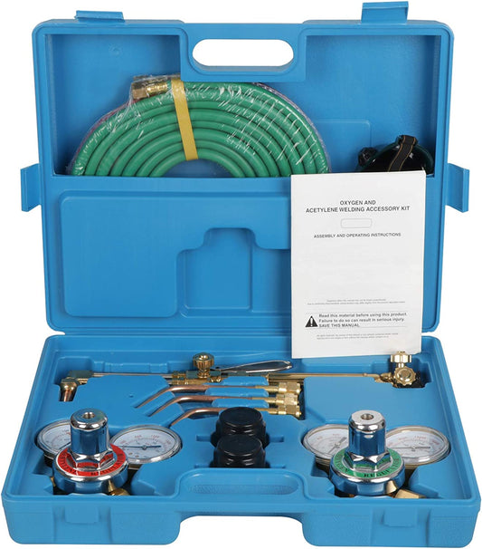 NEW Portable Gas Welding Cutting Torch Kit w/Hose, Oxy Acetylene Brazing Professional Set with Case