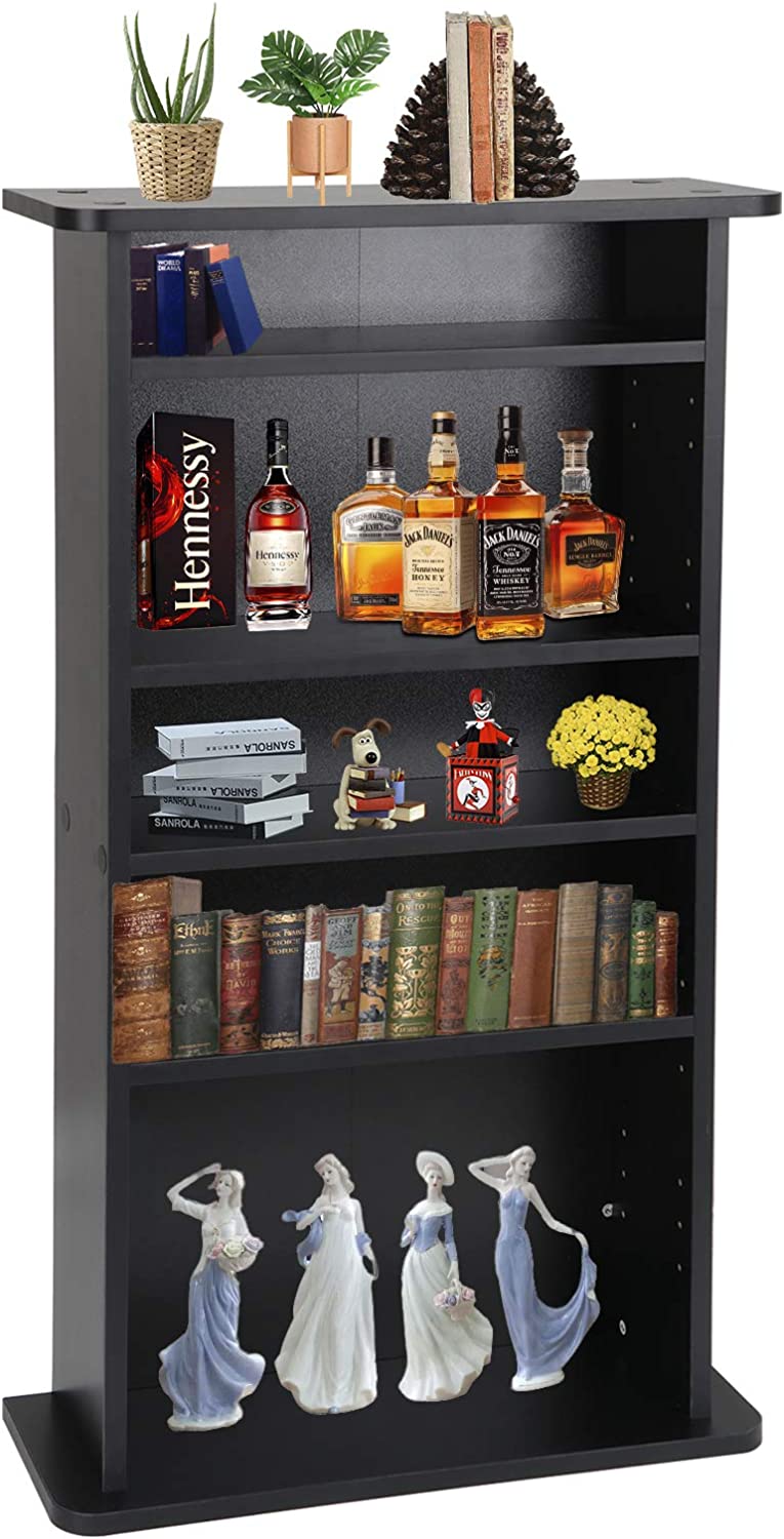 Multimedia Storage Cabinet DVD Rack Book Shelf Organizer Stand Audio Media Tower, 36" X 19" X 7" Black