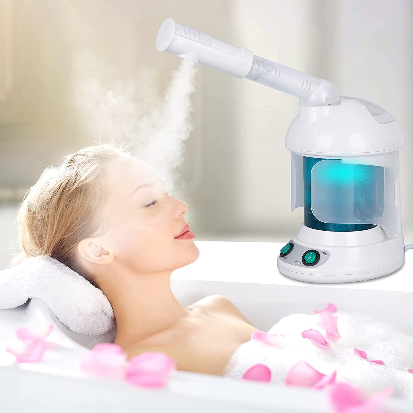 Portable Facial Steamer 2 in 1 Ionic Face Steamer Humidifer and Hair Steamer with Hood Face Steaming Warm Mist Deep Clean for Home Salon Spa