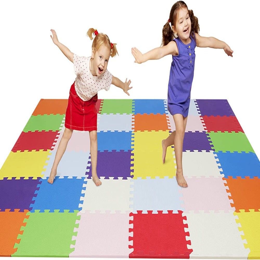 Kids Foam Puzzle Floor Play Mat Interlocking Foam Floor Mat Soft Playroom Mat Baby Crawl Mat, 36 Tiles, Non-Toxic, Colorful Tiles