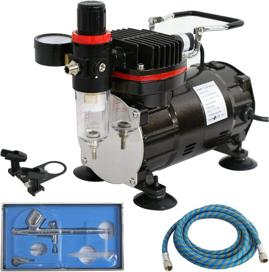 Professional Dual-Action Airbrush Set Multi-Purpose Airbrushing System Kit Air Compressor with Airbrush Gun and 6FT Hose for Painting, Art Projects