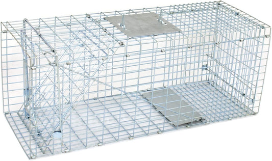 Live Animal Cage Trap 32" X 12.5" X 12" Steel Cage Catch Release Humane Rodent Cage for Rabbits, Stray Cat, Squirrel, Raccoon, Mole,Opossum, Skunk & Chipmunks (32" X 12.5" X 12")