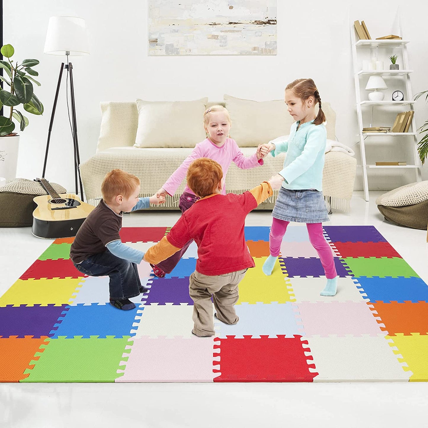 Kids Foam Puzzle Floor Play Mat Interlocking Foam Floor Mat Soft Playroom Mat Baby Crawl Mat, 36 Tiles, Non-Toxic, Colorful Tiles