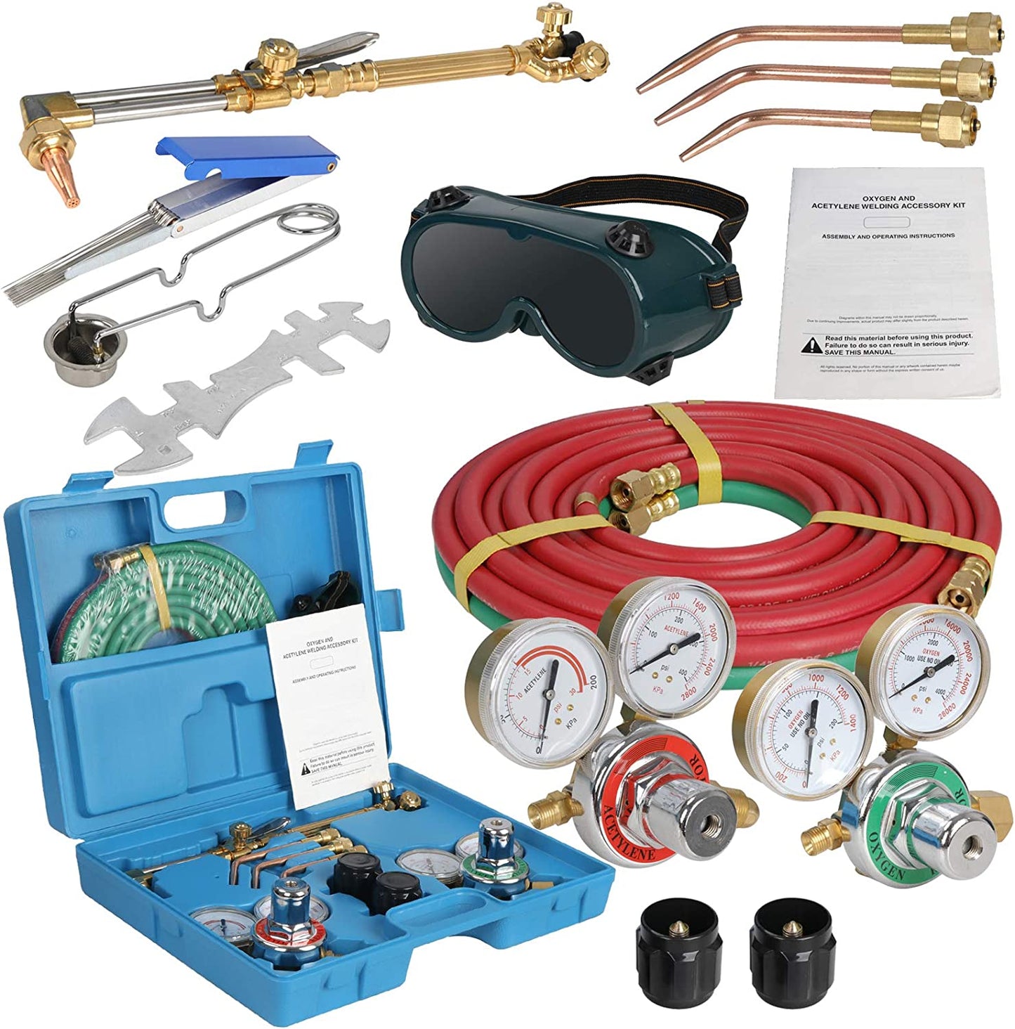 NEW Portable Gas Welding Cutting Torch Kit w/Hose, Oxy Acetylene Brazing Professional Set with Case