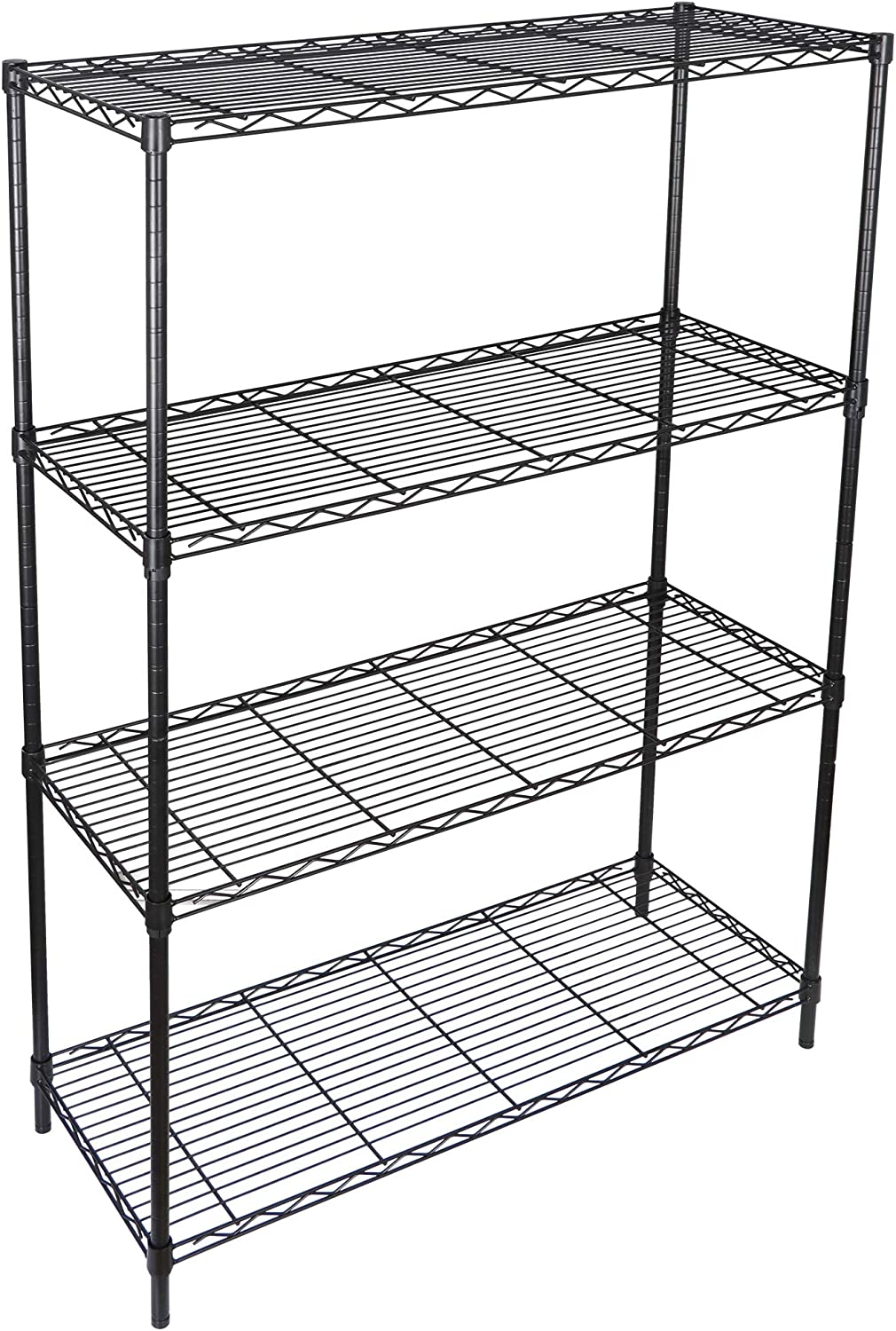 4-Shelf Adjustable, Heavy Duty Storage Shelving Unit, Steel Organizer Wire Rack, Storage Rack with Leveling Feet for Kitchen Office Garage