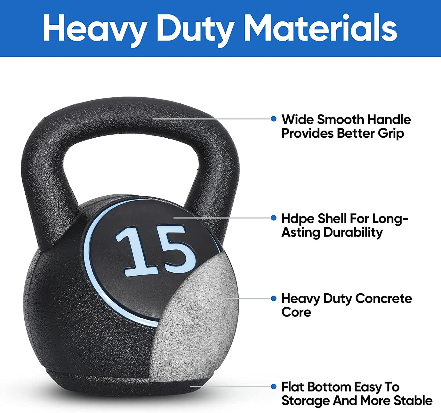 3-Piece Kettlebell Set with Storage Rack Heavy Duty Concrete Kettle Bells 5 lbs 10 lbs 15 lbs for Weightlifting,Strength & Core Training Home Gym