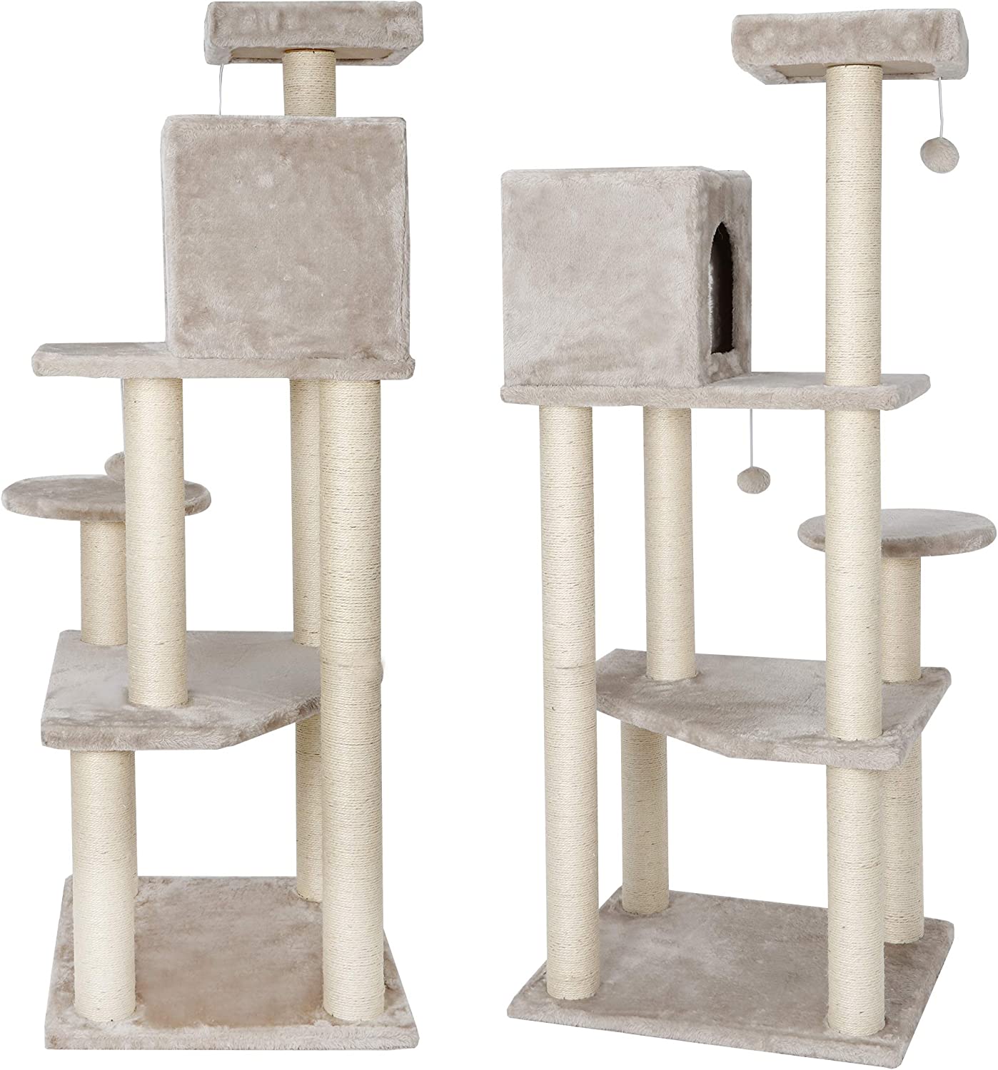 56in Cat Trees with Sisal Scratching Posts Perches and Condo, Cat Tower Furniture Kitty Activity Center Kitten Play House