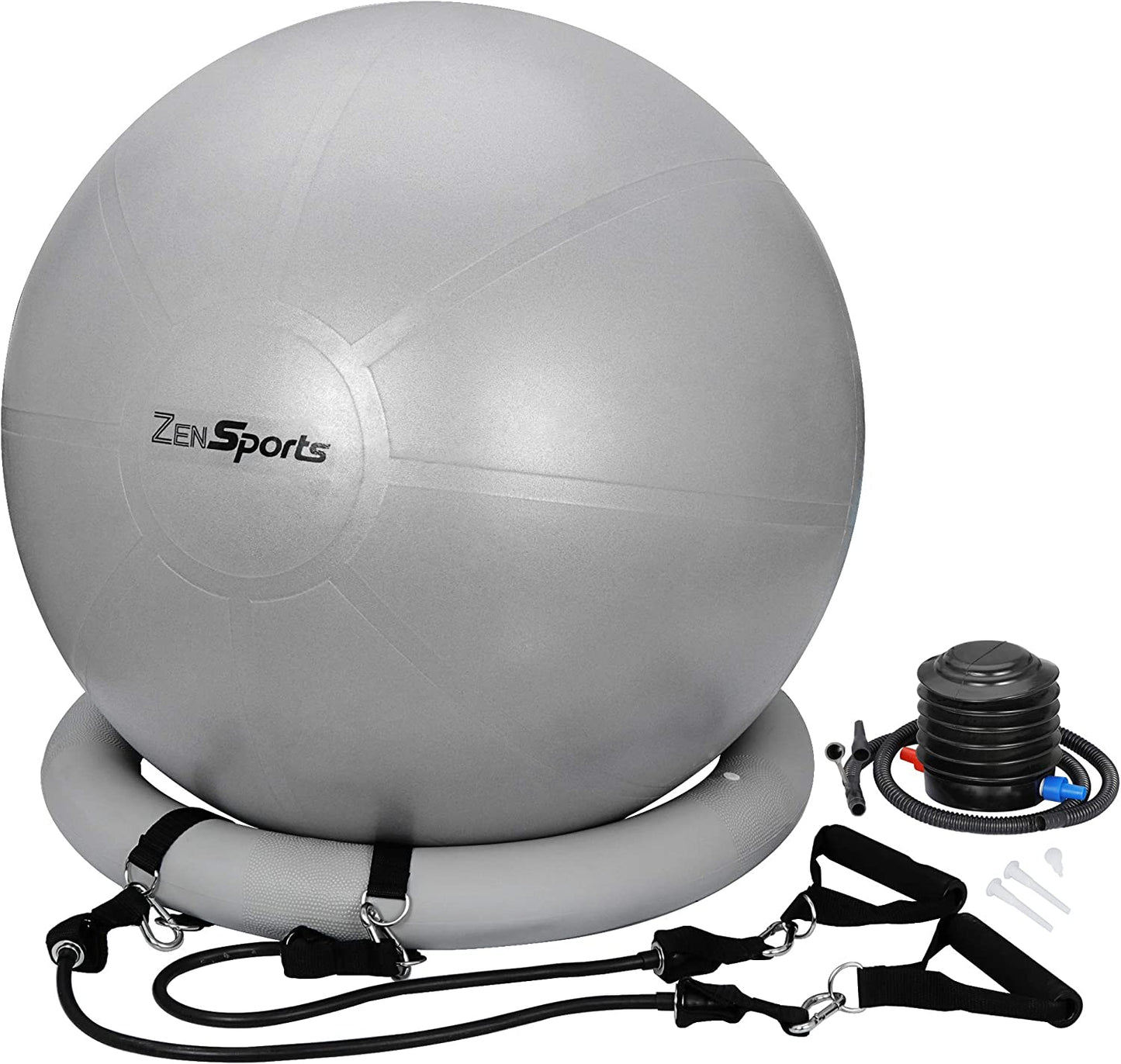 Exercise Ball Chair Yoga Ball Fitness Pilates Ball with Stability Base & Resistance Bands for Home Office Desk, Balance Ball Pregnancy Balll with Pump