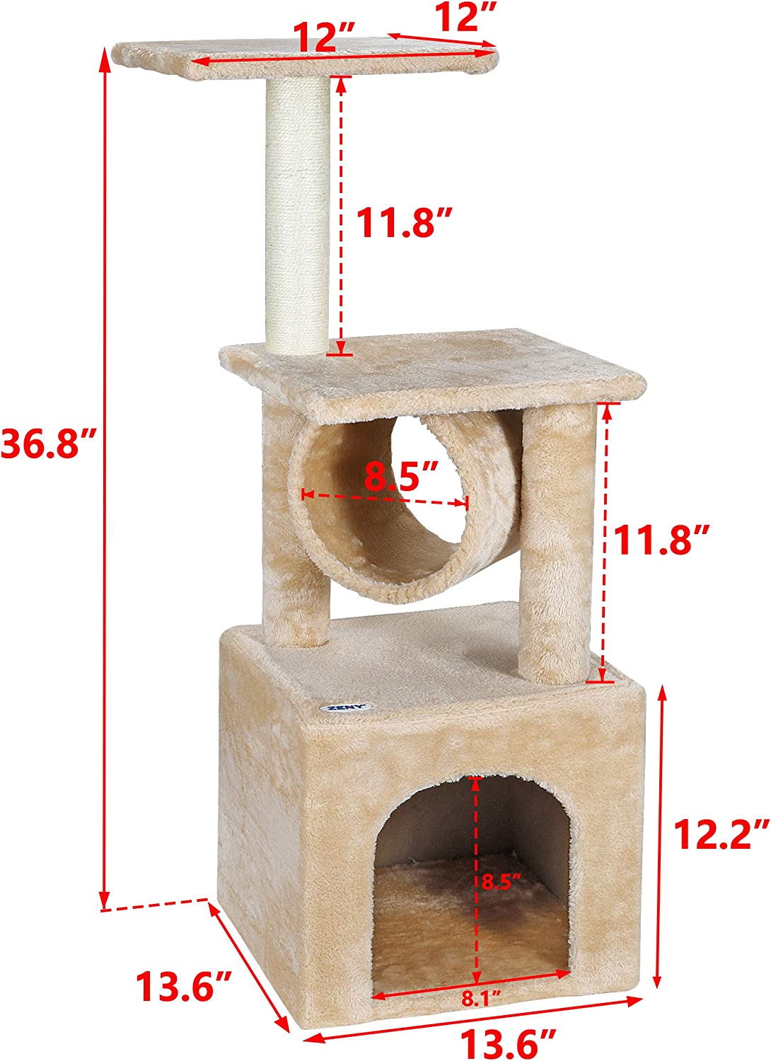 36 inches Cat Trees for Kittens Cat Furniture Towers with Scratching Posts, Double Perches, and Roomy House Kitty Cat Activity Trees Climber Towers
