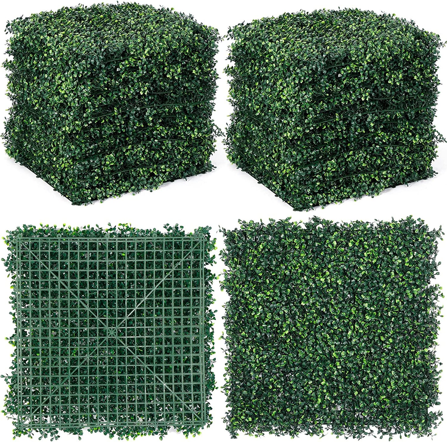Artificial Boxwood Panels 12PCS 20’’x20’’ Grass Wall Panels Artificial Green Wall Decor Privacy Fence Backyard Screen, Green Hedge Backdrop Wall for Birthday, Wedding Party Wall Decoration