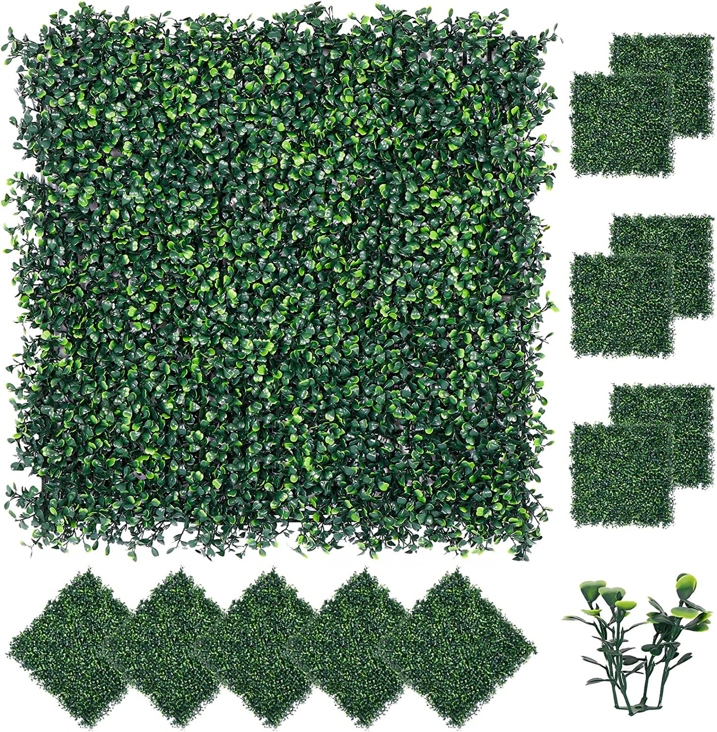 Artificial Boxwood Panels 12PCS 20’’x20’’ Grass Wall Panels Artificial Green Wall Decor Privacy Fence Backyard Screen, Green Hedge Backdrop Wall for Birthday, Wedding Party Wall Decoration