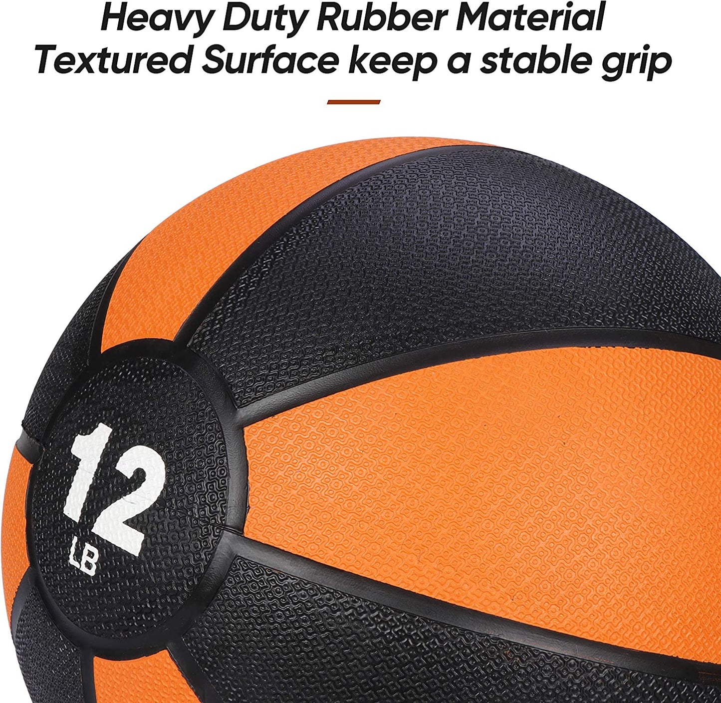 Fitness Medicine Ball 12lb Weighted Exercise Ball with Textured Grip Fitness Core Strength Training Rubber Ball Home Gym Workout Equipment