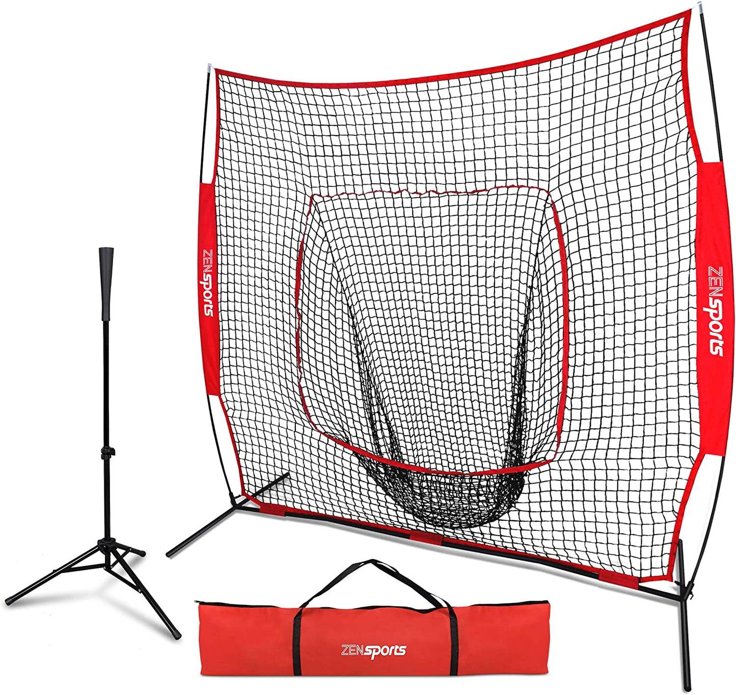 Baseball Softball Hitting Net and Tee Combo for Batting Pitching Fielding Portable Backstop Training Net