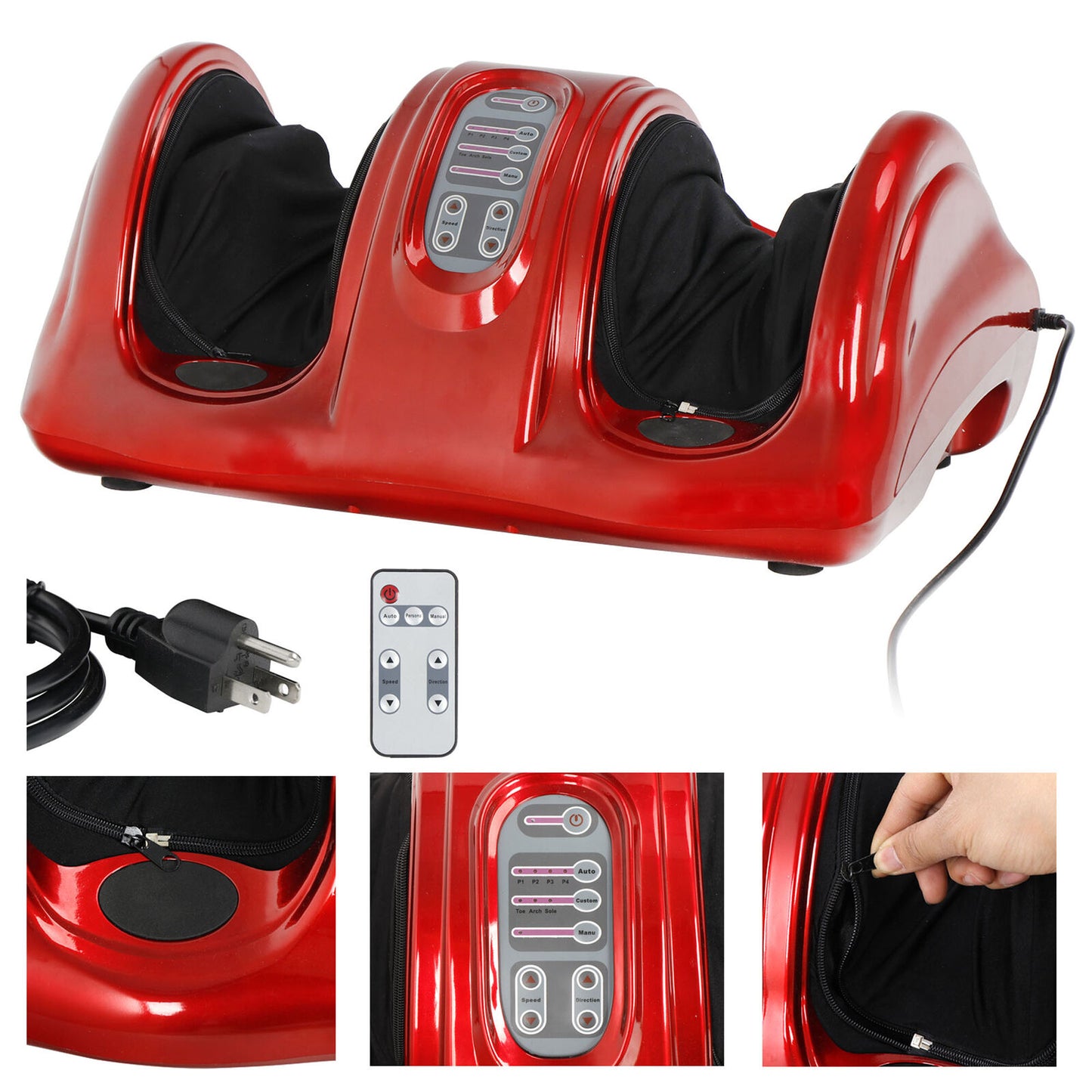Shiatsu Red Foot Massager Kneading and Rolling Leg Calf Ankle Remote New