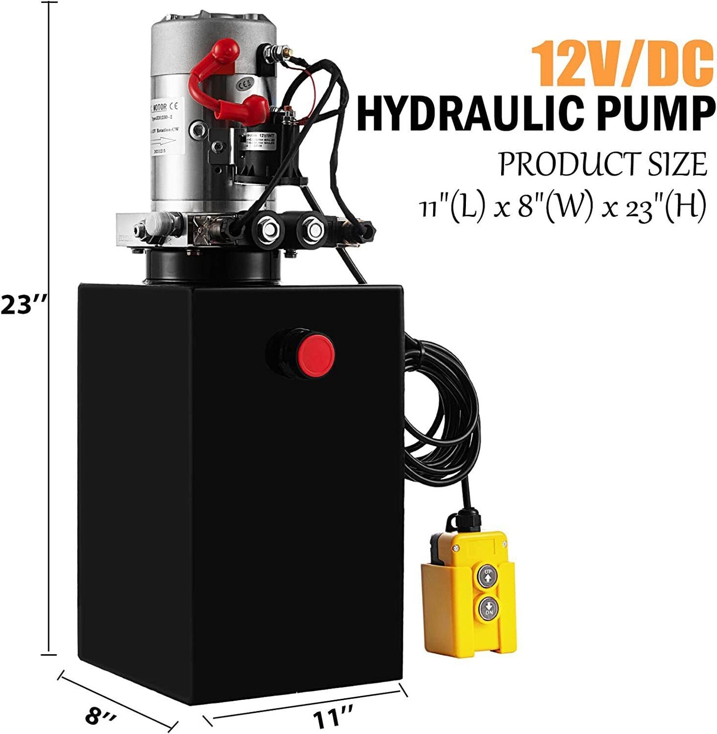 20 Quart Double Acting Hydraulic Pump Dump Trailer Unit Pack Power Unit 12V DC