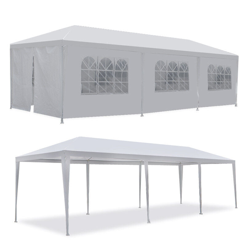 10x30' Event White Outdoor Wedding Party Tent Patio Gazebo Canopy w/ Side Walls