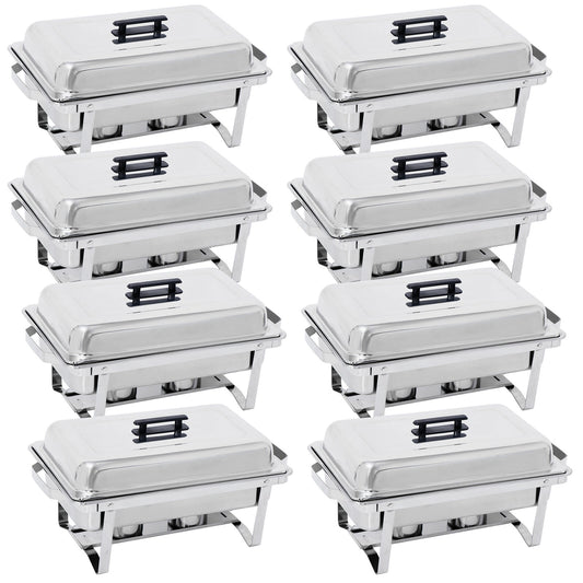 8 Pack 8QT Chafing Dish Stainless Steel Chafer Complete Set with 2 Warmer
