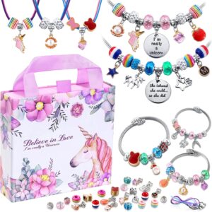COO&KOO Charm Bracelet Making Kit, A Unicorn Girls Toy That Inspires Creativity and Imagination, Crafts for Ages 8-12 with Jewelry Making & Art Kit Perfect Gifts, Self-Expression!