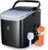Ice Maker Countertop, Portable Ice Machine 9 Cubes in 6 Mins, 26 lbs in 24 Hrs, Two Sizes of Bullet Ice Self-Cleaning with Ice Scoop, Bag, and Basket, for Kitchen, Party, RV, Bar-Black
