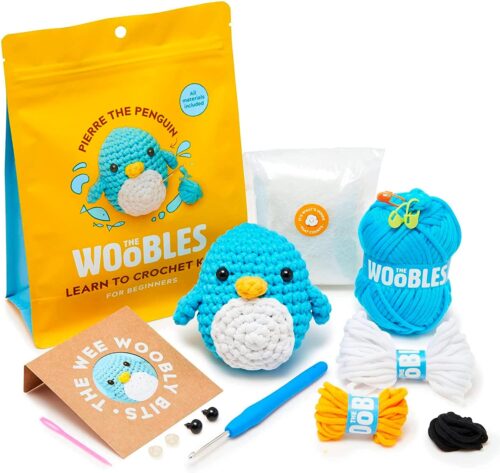 The Woobles Beginners Crochet Kit with Easy Peasy Yarn as seen on Shark Tank – with Step-by-Step Video Tutorials – Pierre The Penguin